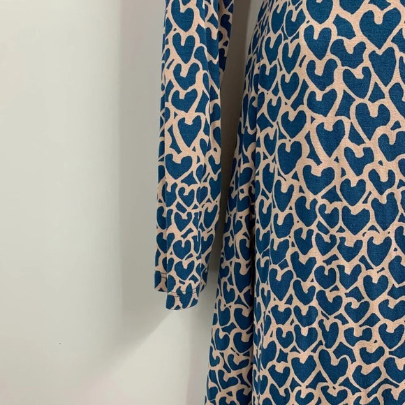 Boden Women's Wrap Stretch WW120 Jersey Dress Blue and Pink Hearts Size 6R - Picture 5 of 14